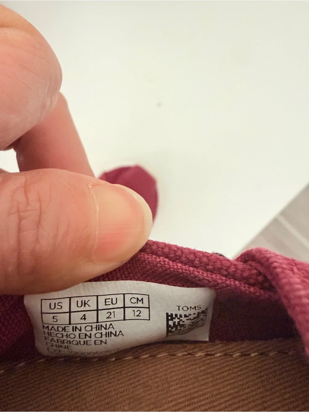TOMS Kids Burgundy Slip-On Canvas Shoe